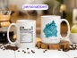 Preview: Personalisierte Tassen-Set für das Sternzeichen Löwe: eine Tasse zeigt humorvolle 'Leo Nutrition Facts', die andere Tasse zeigt das Löwe-Symbol in einer blauen Aquarell-Illustration mit dem Namen 'Annika'. Perfekt als Geschenk für Löwe-Geborene.